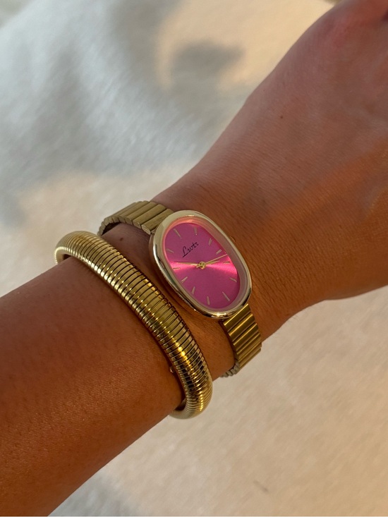 Accessories - Vintage Style Gold-Tone Women's Watch with Hot Pink Dial | NWOT